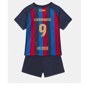 Barcelona Robert Lewandowski #9 babykläder Hemmatröja barn 2022-23 Korta ärmar (+ Korta byxor)